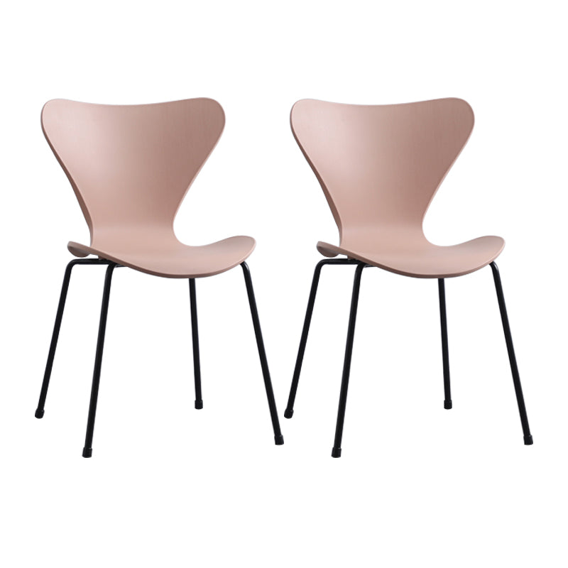 Modern Armless Side Chairs with 4 Black Finish Legs Plastic Solid Chairs for Home Use