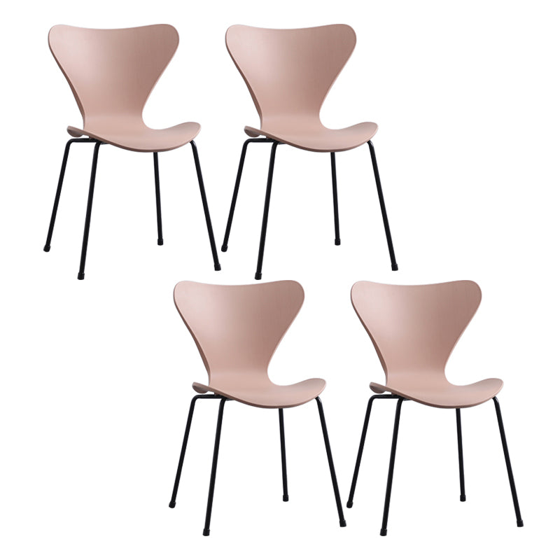 Modern Armless Side Chairs with 4 Black Finish Legs Plastic Solid Chairs for Home Use