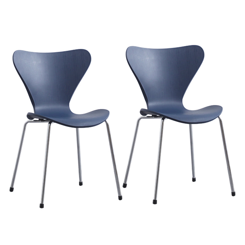 Modern Armless Side Chairs with 4 Black Finish Legs Plastic Solid Chairs for Home Use