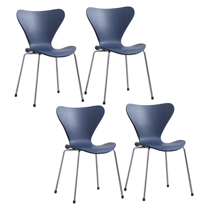 Modern Armless Side Chairs with 4 Black Finish Legs Plastic Solid Chairs for Home Use