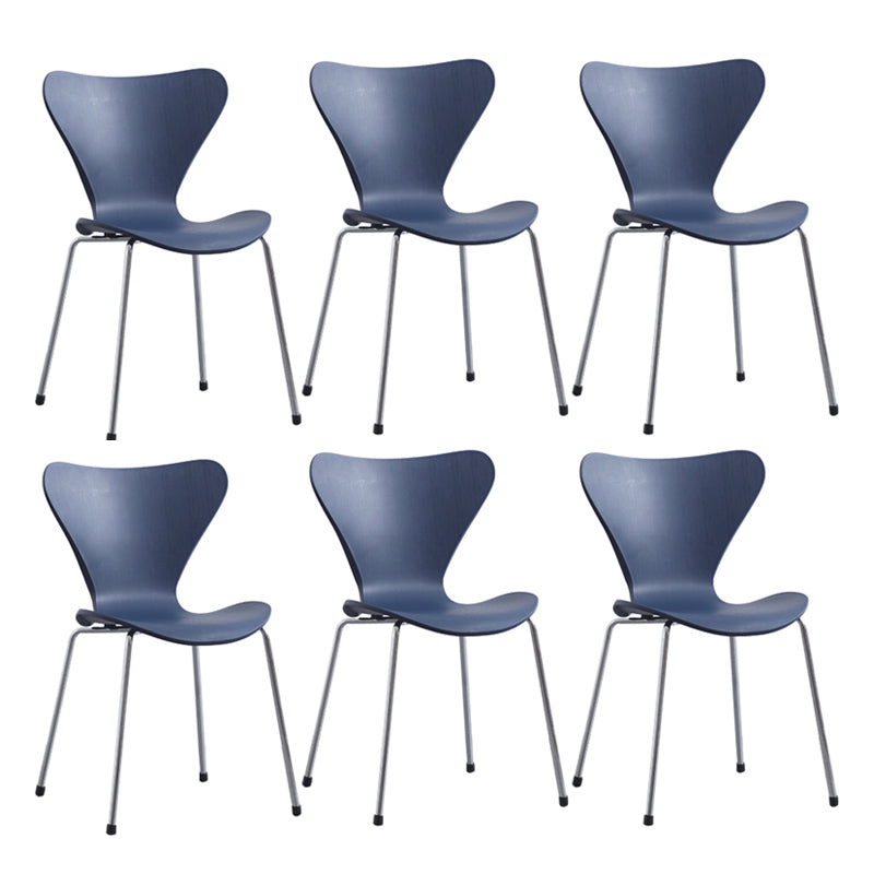 Modern Armless Side Chairs with 4 Black Finish Legs Plastic Solid Chairs for Home Use