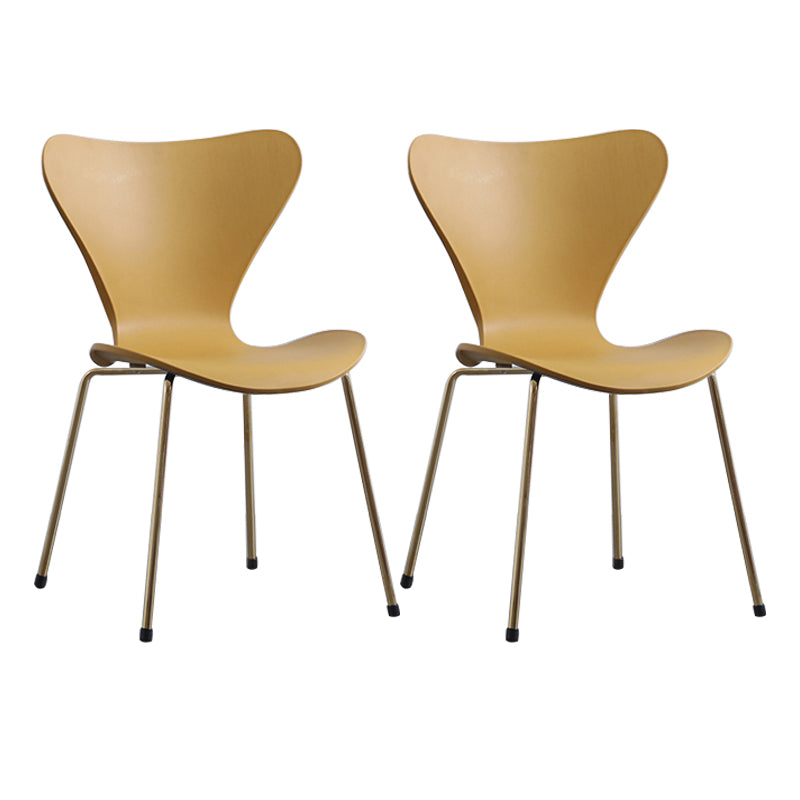 Modern Armless Side Chairs with 4 Black Finish Legs Plastic Solid Chairs for Home Use