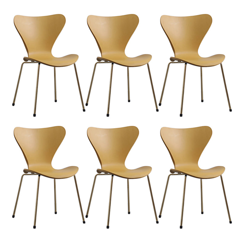 Modern Armless Side Chairs with 4 Black Finish Legs Plastic Solid Chairs for Home Use