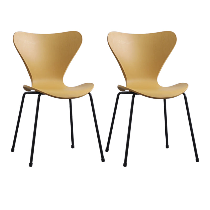 Modern Armless Side Chairs with 4 Black Finish Legs Plastic Solid Chairs for Home Use