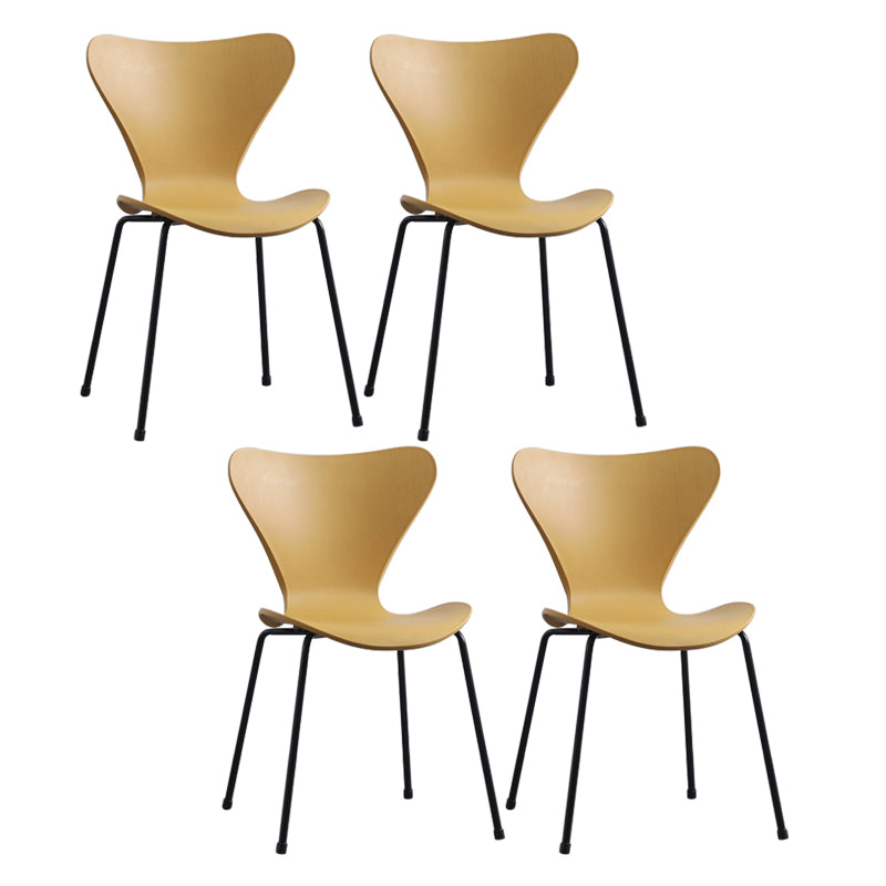 Modern Armless Side Chairs with 4 Black Finish Legs Plastic Solid Chairs for Home Use