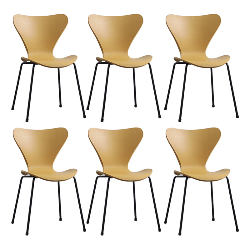 Modern Armless Side Chairs with 4 Black Finish Legs Plastic Solid Chairs for Home Use