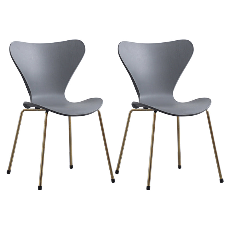 Modern Armless Side Chairs with 4 Black Finish Legs Plastic Solid Chairs for Home Use