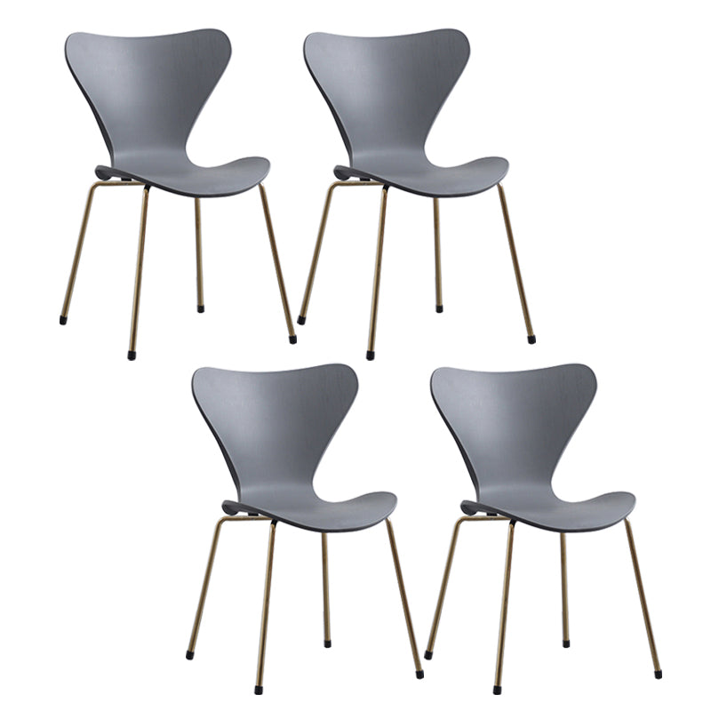 Modern Armless Side Chairs with 4 Black Finish Legs Plastic Solid Chairs for Home Use