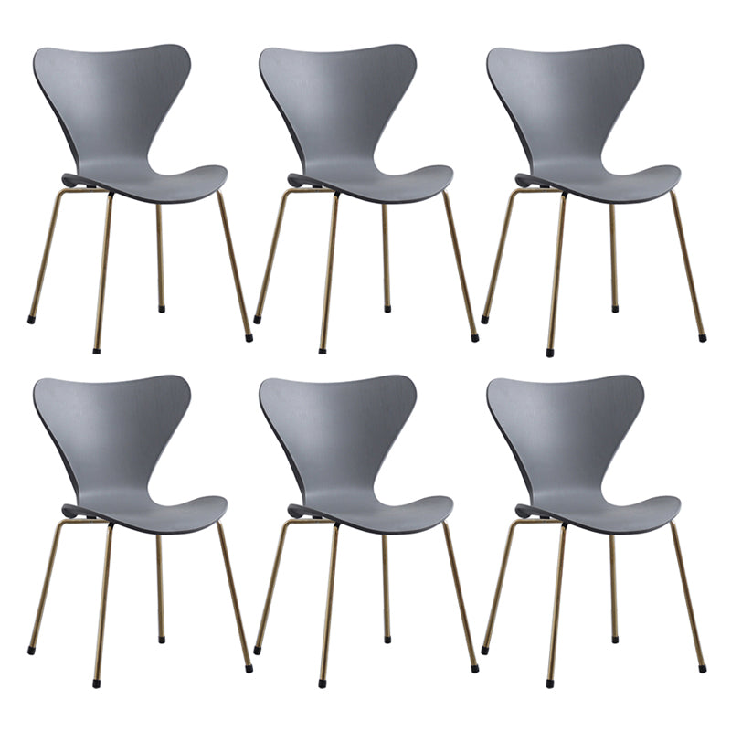 Modern Armless Side Chairs with 4 Black Finish Legs Plastic Solid Chairs for Home Use