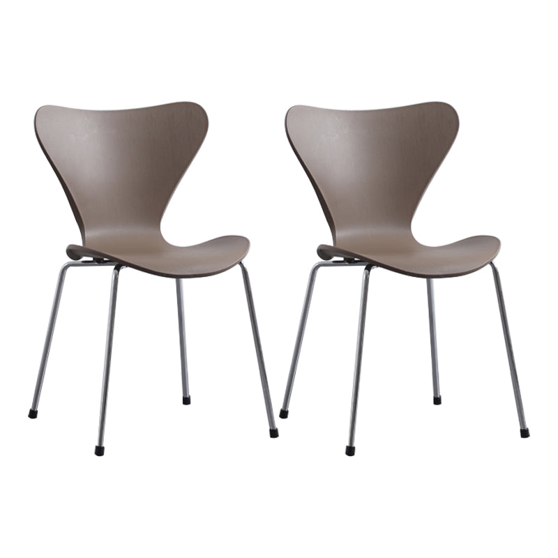 Modern Armless Side Chairs with 4 Black Finish Legs Plastic Solid Chairs for Home Use