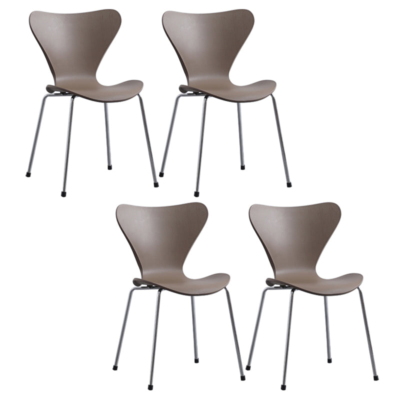 Modern Armless Side Chairs with 4 Black Finish Legs Plastic Solid Chairs for Home Use