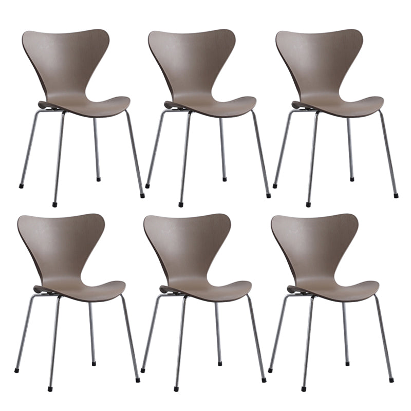 Modern Armless Side Chairs with 4 Black Finish Legs Plastic Solid Chairs for Home Use