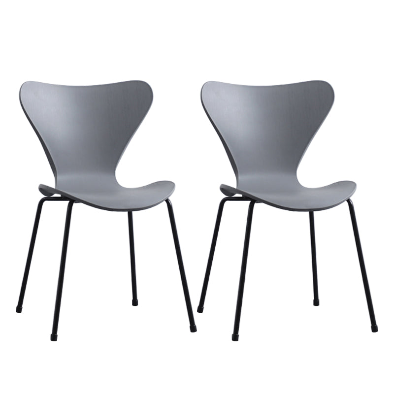 Modern Armless Side Chairs with 4 Black Finish Legs Plastic Solid Chairs for Home Use