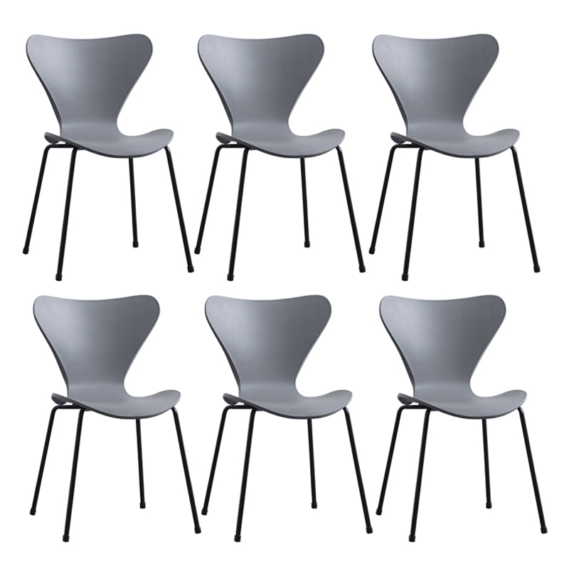 Modern Armless Side Chairs with 4 Black Finish Legs Plastic Solid Chairs for Home Use