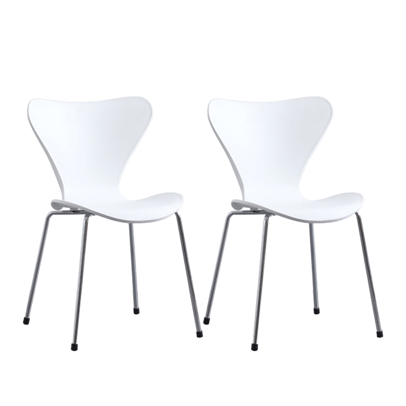 Modern Armless Side Chairs with 4 Black Finish Legs Plastic Solid Chairs for Home Use