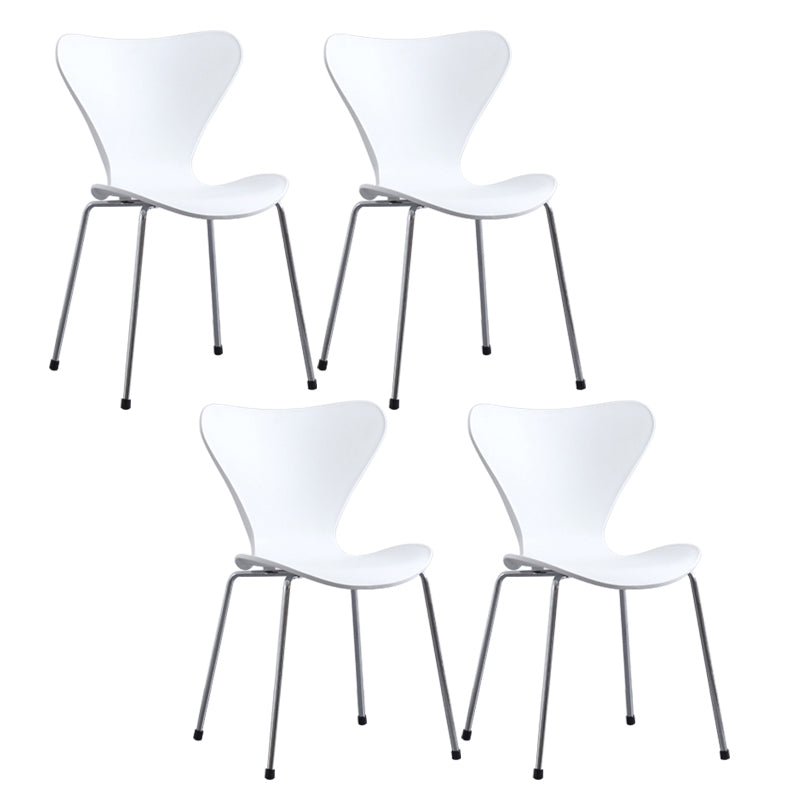 Modern Armless Side Chairs with 4 Black Finish Legs Plastic Solid Chairs for Home Use