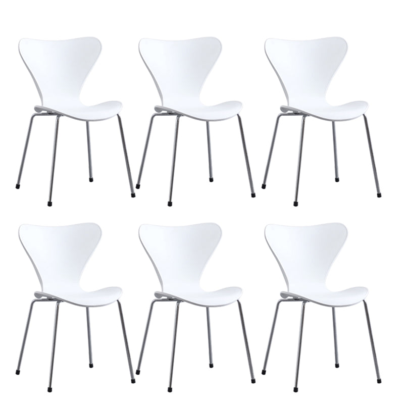 Modern Armless Side Chairs with 4 Black Finish Legs Plastic Solid Chairs for Home Use