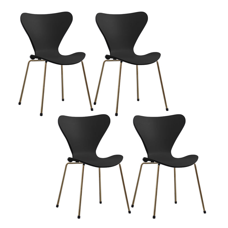 Modern Armless Side Chairs with 4 Black Finish Legs Plastic Solid Chairs for Home Use