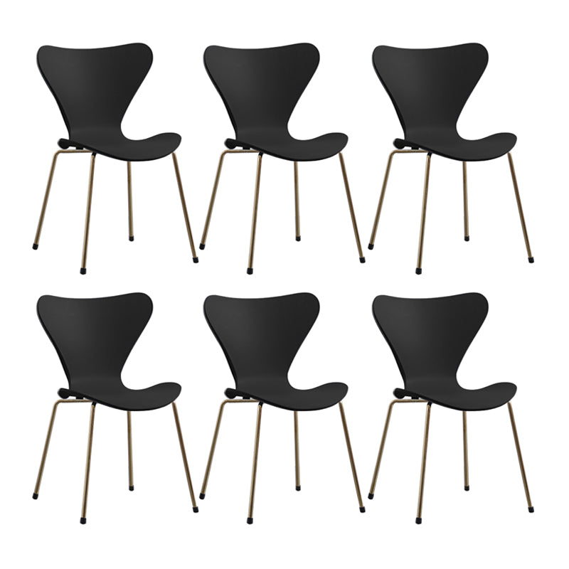 Modern Armless Side Chairs with 4 Black Finish Legs Plastic Solid Chairs for Home Use