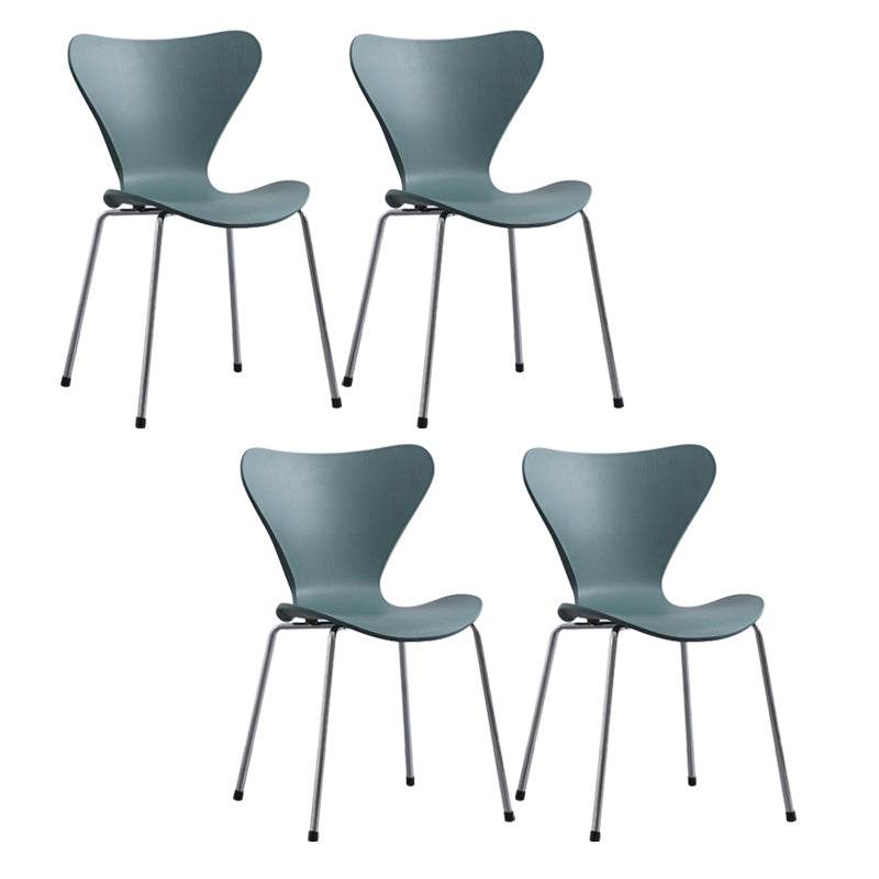 Modern Armless Side Chairs with 4 Black Finish Legs Plastic Solid Chairs for Home Use