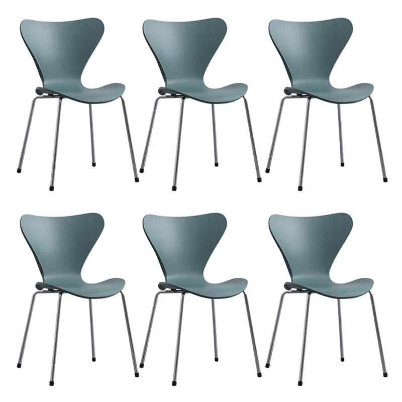 Modern Armless Side Chairs with 4 Black Finish Legs Plastic Solid Chairs for Home Use