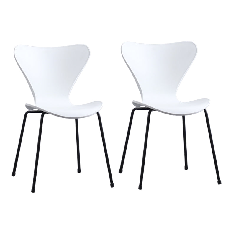 Modern Armless Side Chairs with 4 Black Finish Legs Plastic Solid Chairs for Home Use