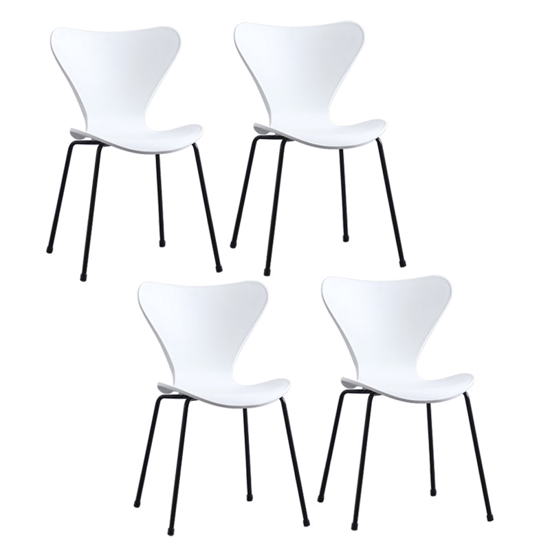 Modern Armless Side Chairs with 4 Black Finish Legs Plastic Solid Chairs for Home Use