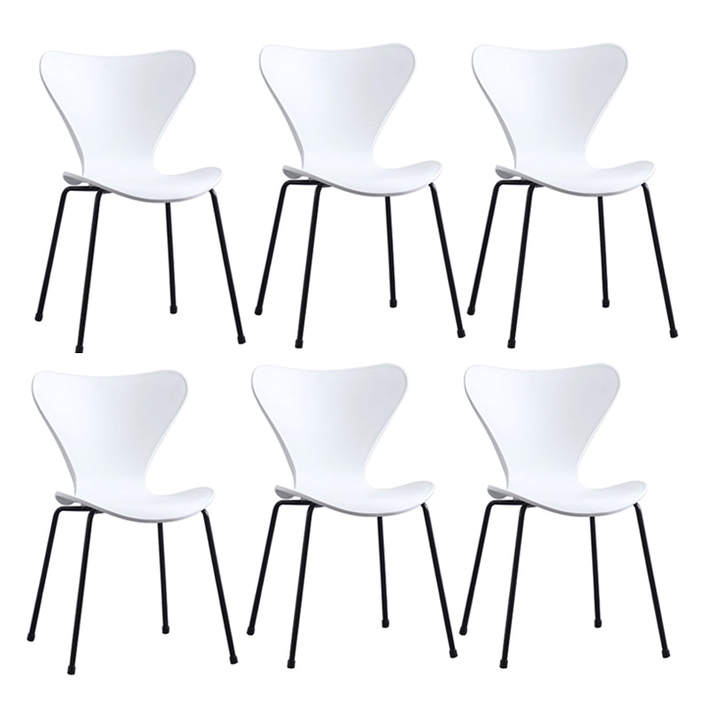 Modern Armless Side Chairs with 4 Black Finish Legs Plastic Solid Chairs for Home Use