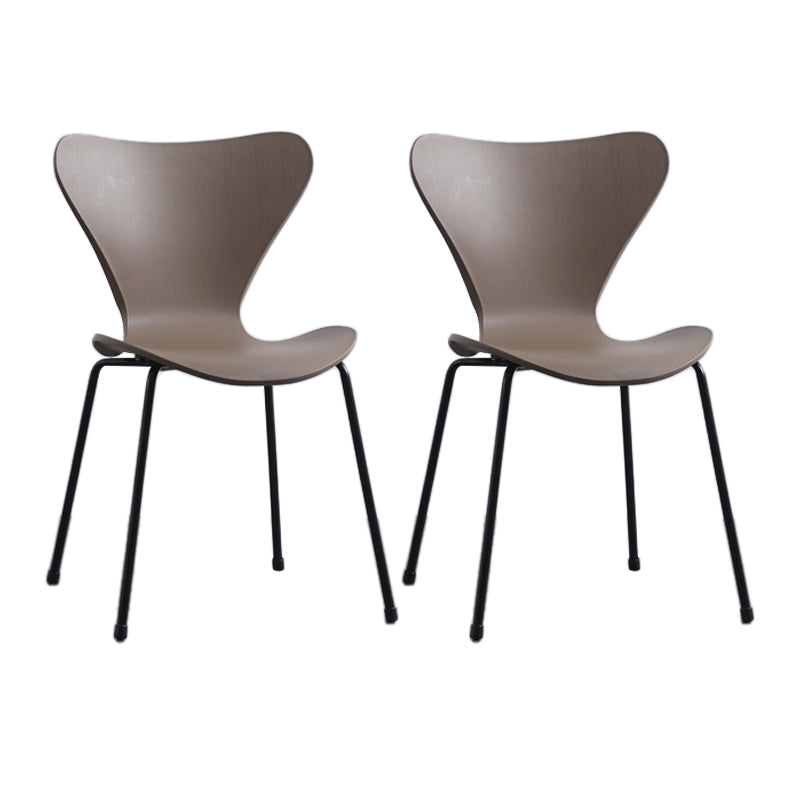 Modern Armless Side Chairs with 4 Black Finish Legs Plastic Solid Chairs for Home Use