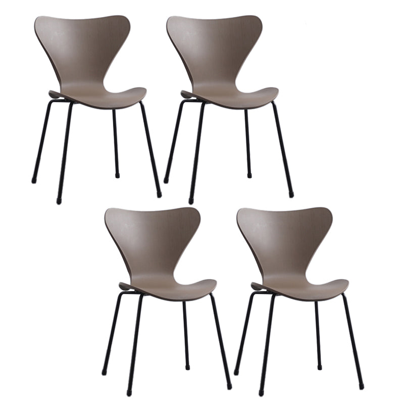 Modern Armless Side Chairs with 4 Black Finish Legs Plastic Solid Chairs for Home Use