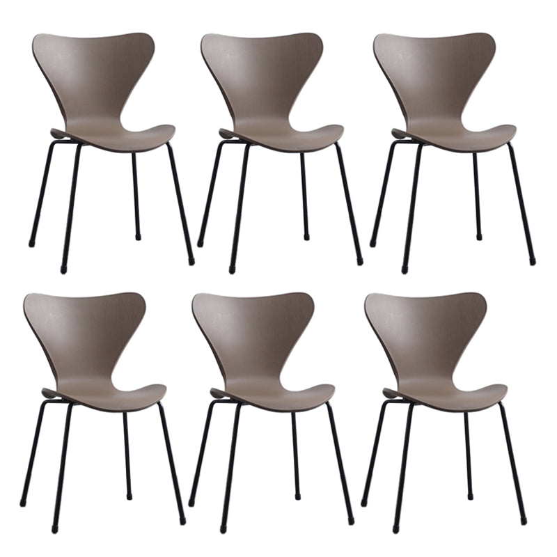 Modern Armless Side Chairs with 4 Black Finish Legs Plastic Solid Chairs for Home Use