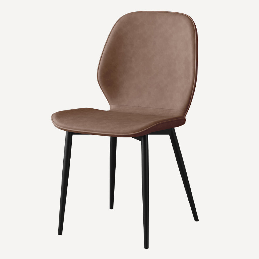 Leather Contemporary Wingback Side Chair Kitchen Dining Chair With Metal Legs