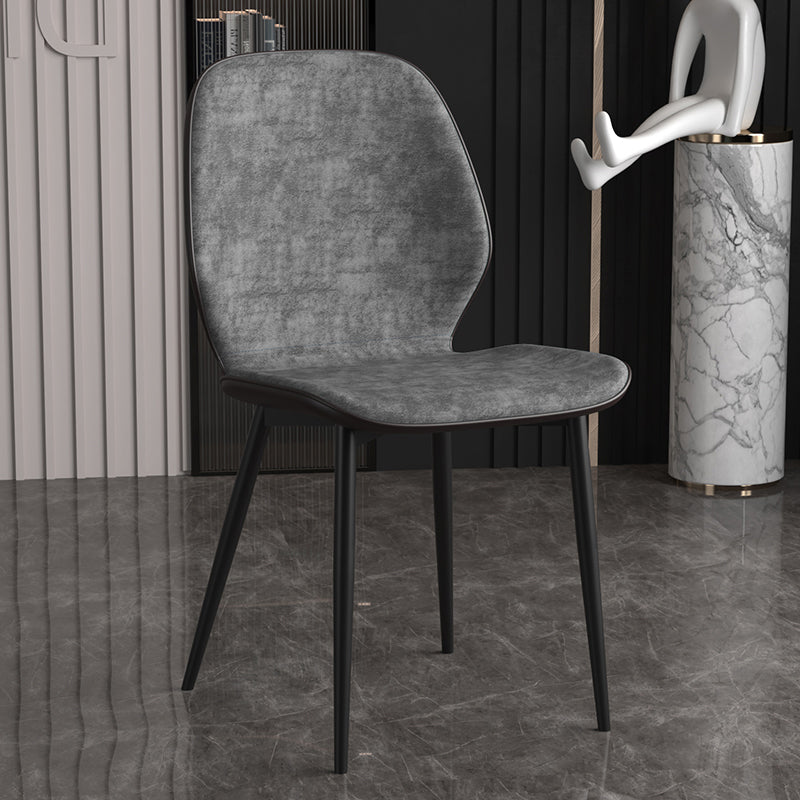 Leather Contemporary Wingback Side Chair Kitchen Dining Chair With Metal Legs