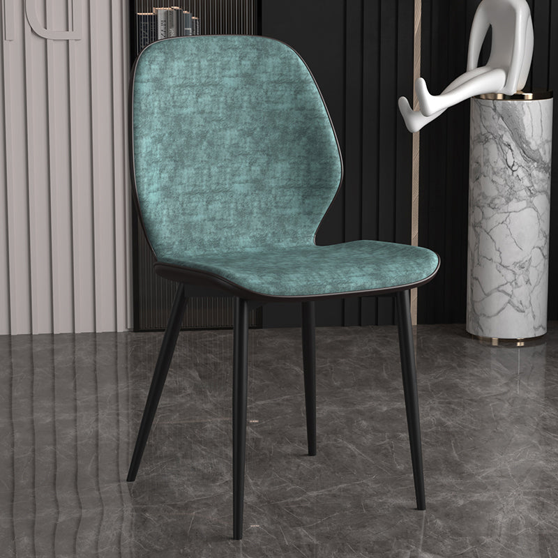 Leather Contemporary Wingback Side Chair Kitchen Dining Chair With Metal Legs