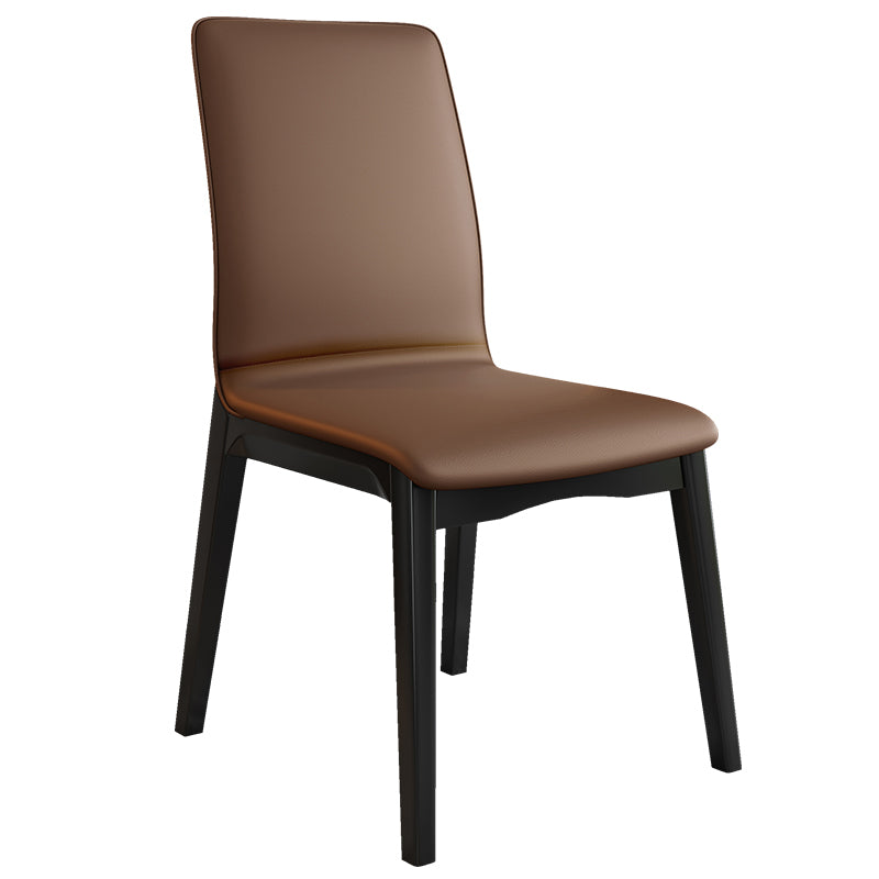 Modern Kitchen Leather Square Dining Chairs Parsons Chair with Wood Legs