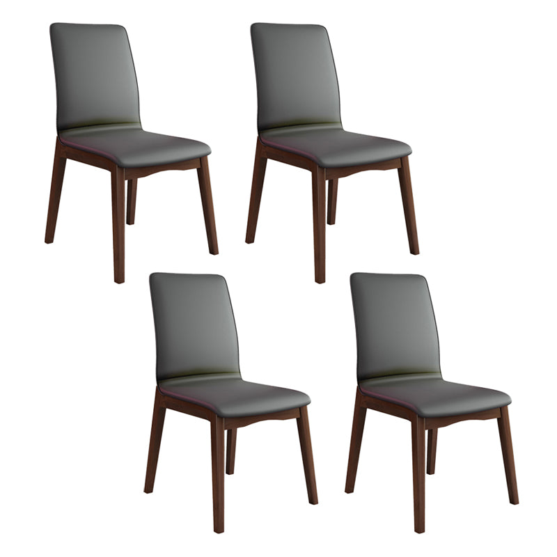 Modern Kitchen Leather Square Dining Chairs Parsons Chair with Wood Legs