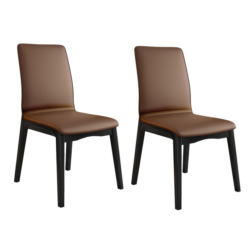 Modern Kitchen Leather Square Dining Chairs Parsons Chair with Wood Legs