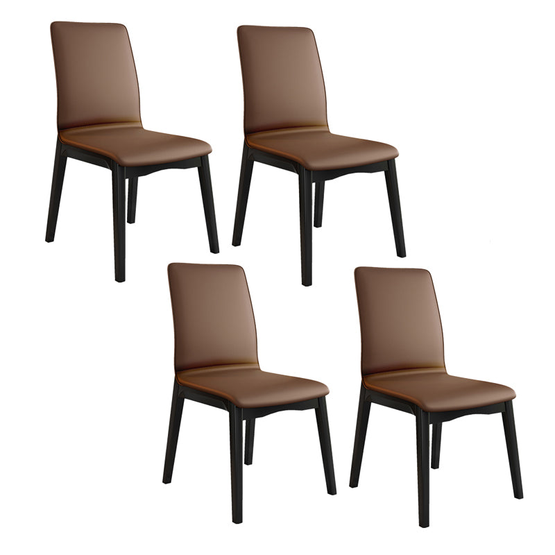 Modern Kitchen Leather Square Dining Chairs Parsons Chair with Wood Legs