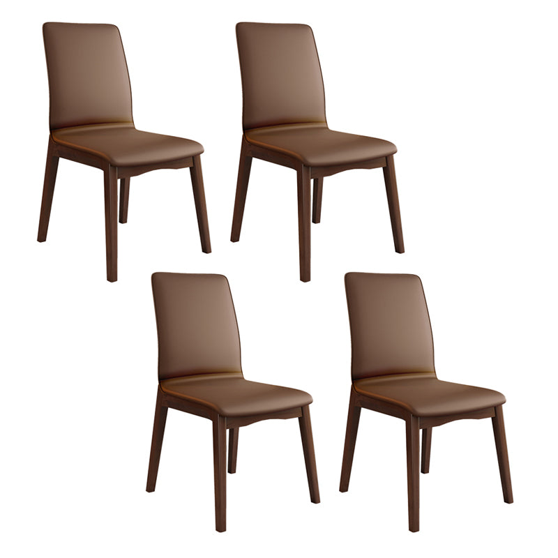 Modern Kitchen Leather Square Dining Chairs Parsons Chair with Wood Legs