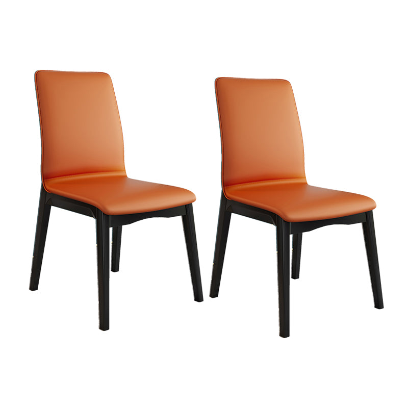 Modern Kitchen Leather Square Dining Chairs Parsons Chair with Wood Legs