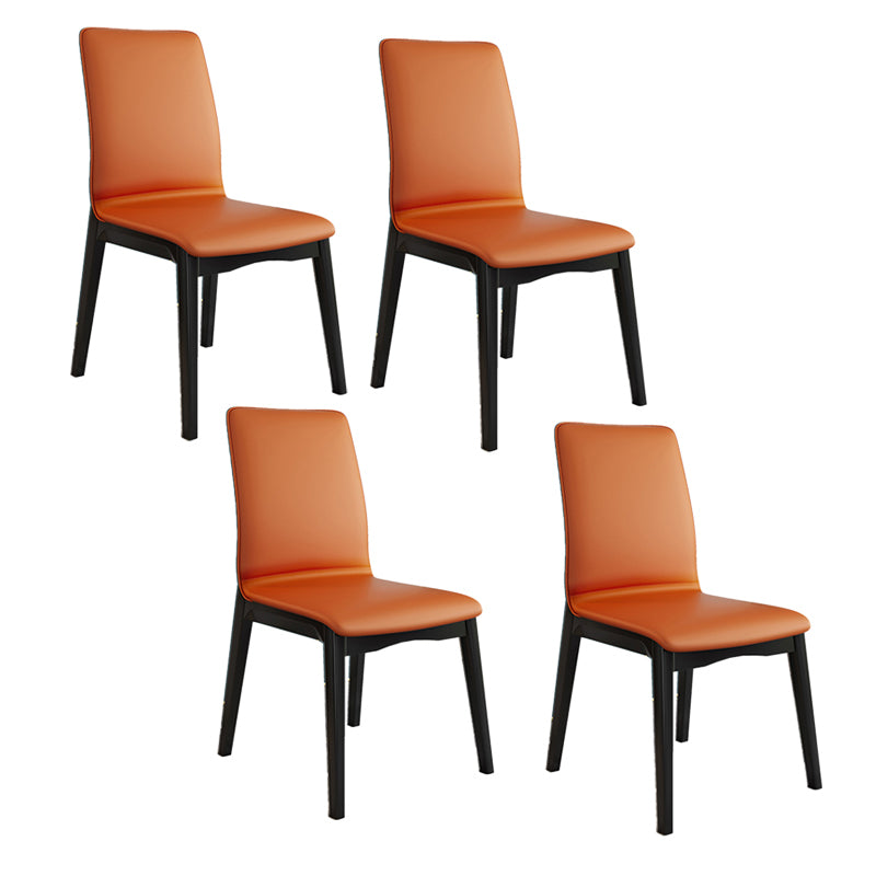 Modern Kitchen Leather Square Dining Chairs Parsons Chair with Wood Legs