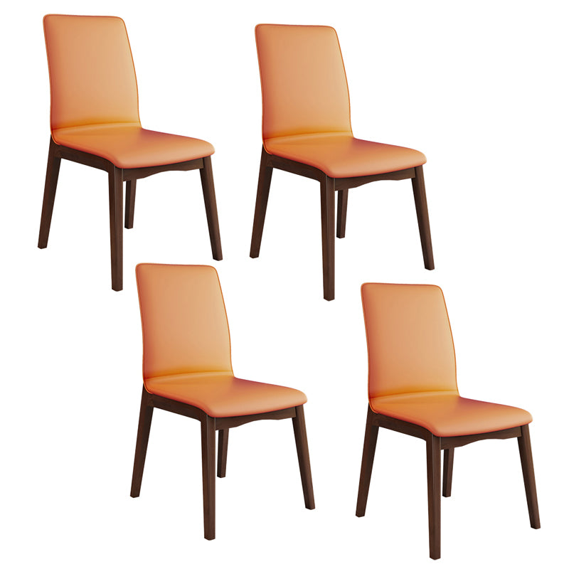 Modern Kitchen Leather Square Dining Chairs Parsons Chair with Wood Legs