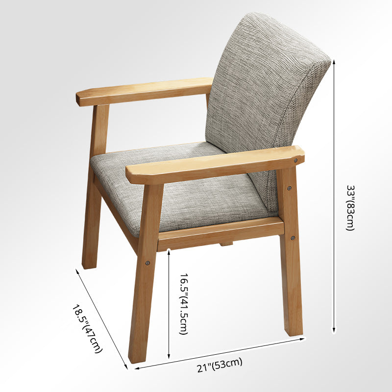 Contemporary Wood Squar Dining Chair Fabric Dining Side Chair for Kitchen