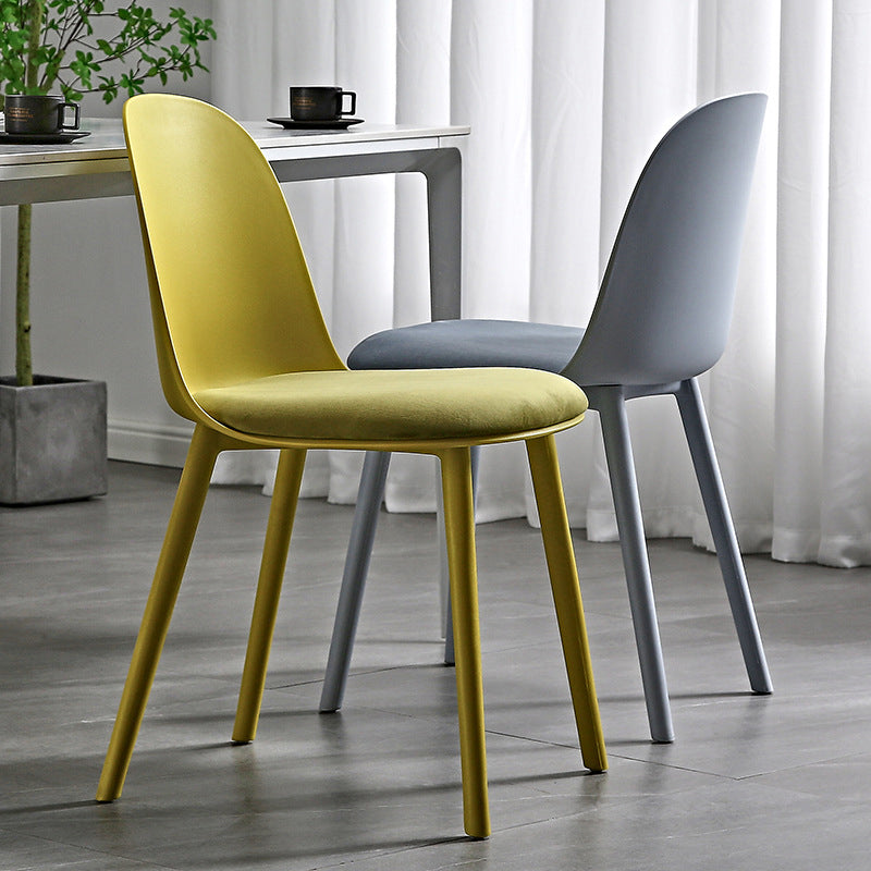 Home Contemporary Side Chair Solid Back Plastic Armless Dining Room Chair