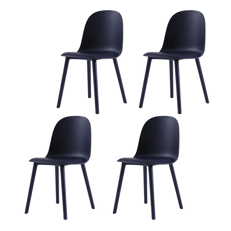 Home Contemporary Side Chair Solid Back Plastic Armless Dining Room Chair