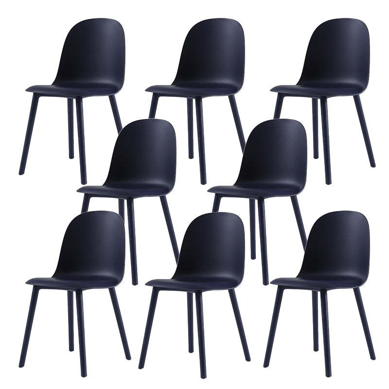 Home Contemporary Side Chair Solid Back Plastic Armless Dining Room Chair