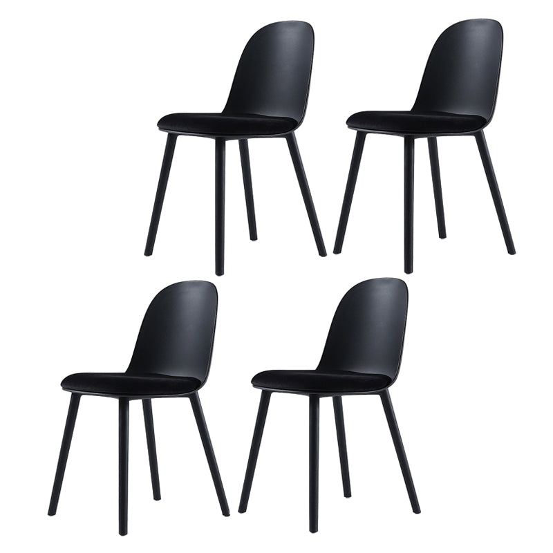 Home Contemporary Side Chair Solid Back Plastic Armless Dining Room Chair