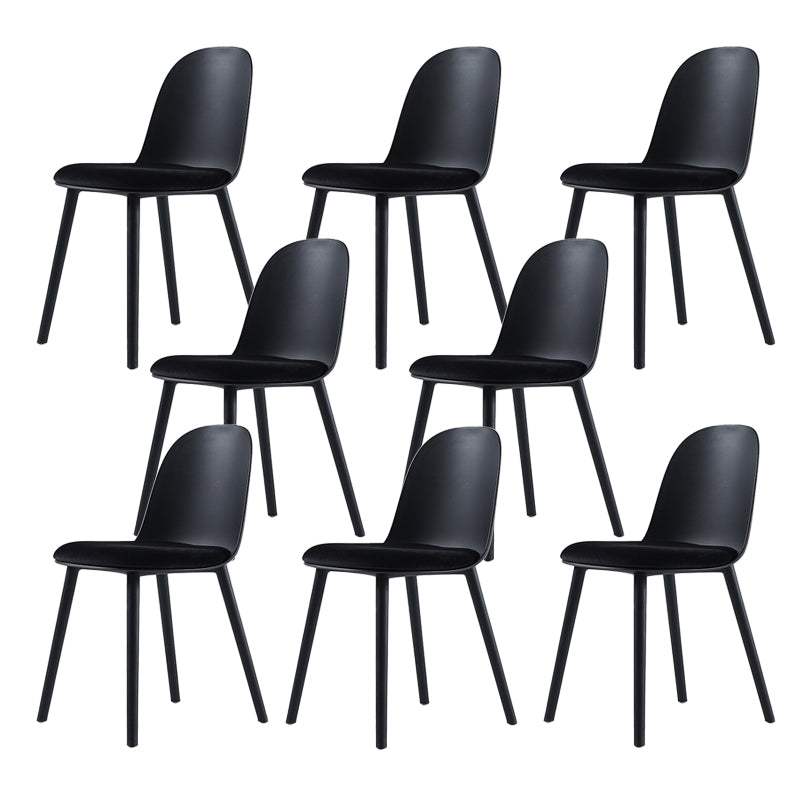 Home Contemporary Side Chair Solid Back Plastic Armless Dining Room Chair