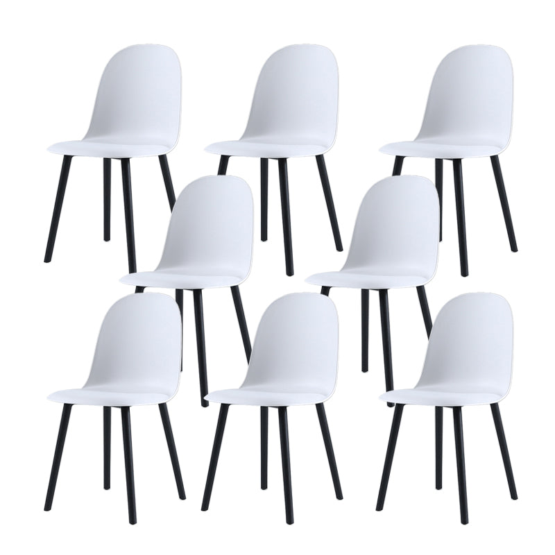 Home Contemporary Side Chair Solid Back Plastic Armless Dining Room Chair