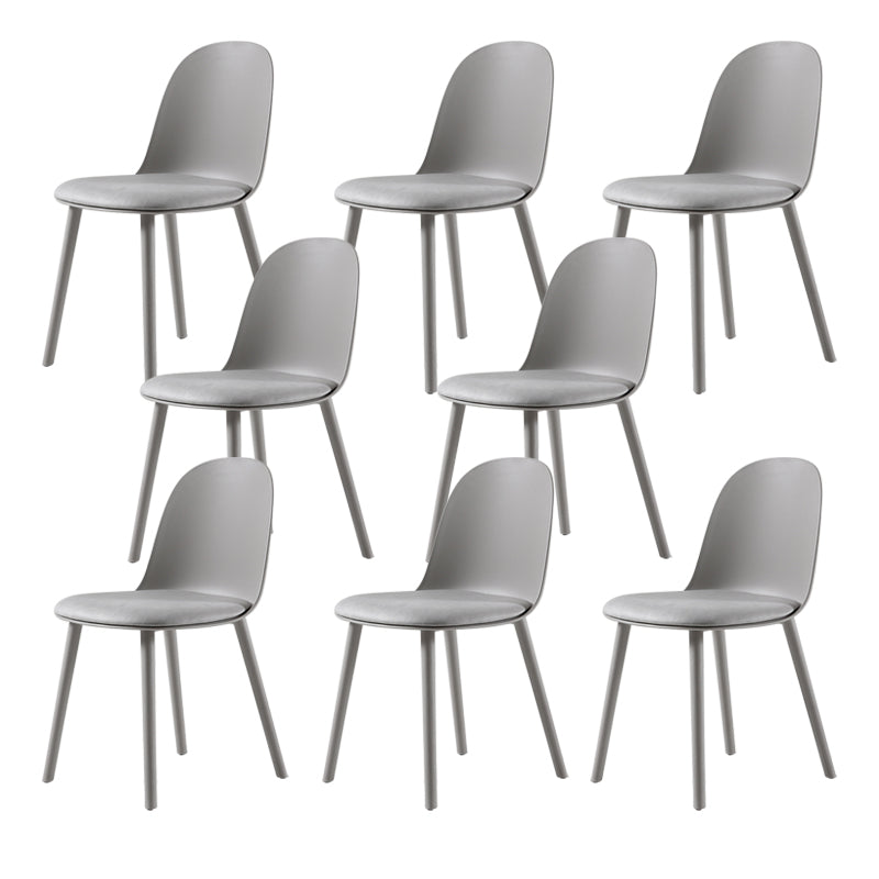 Home Contemporary Side Chair Solid Back Plastic Armless Dining Room Chair